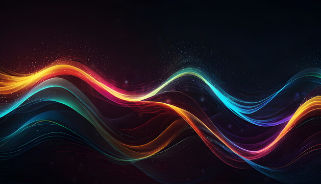 Abstract futuristic background with multi color wave motion moving and Futuristic technology. Generative Ai