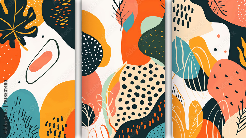 Fototapete Vector Art of Create an invitation layout a Abstract patterns, set of colorful backgrounds