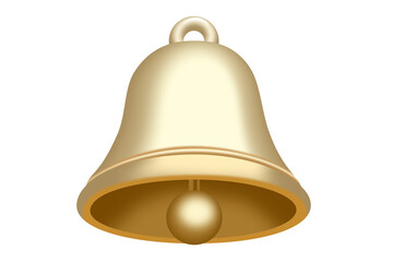 3D illustration of a shiny golden bell or bell icon isolated on transparent background.