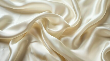 Fototapeta premium Elegant Silk Fabric Texture with Luxurious Sheen in Light Cream Color - Detailed Textile Background