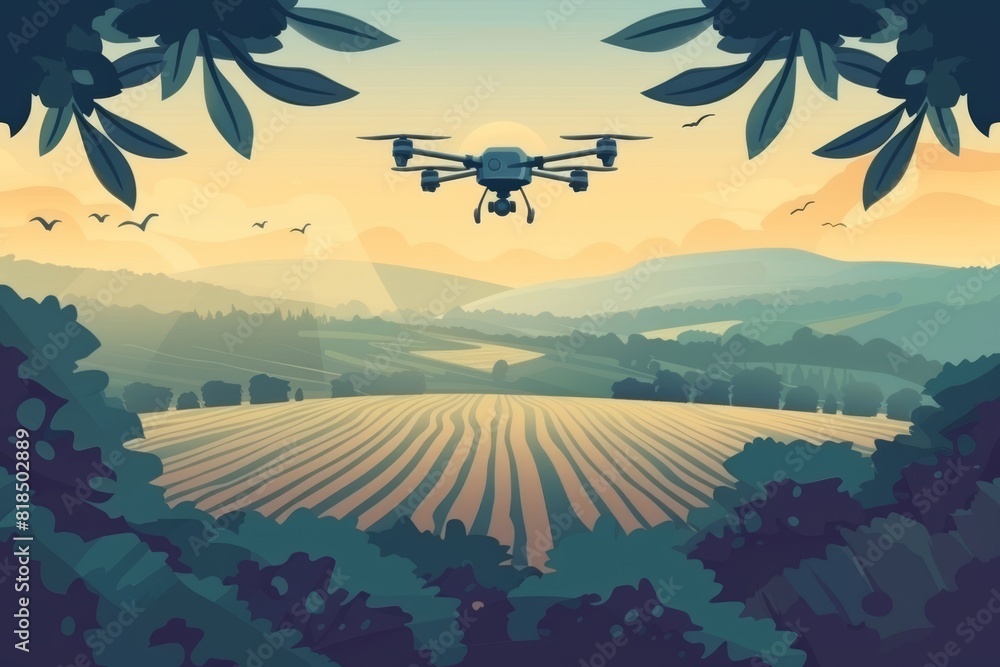 Poster remote drone tech and bluetooth connectivity enhance precision in agricultural drone monitoring, off