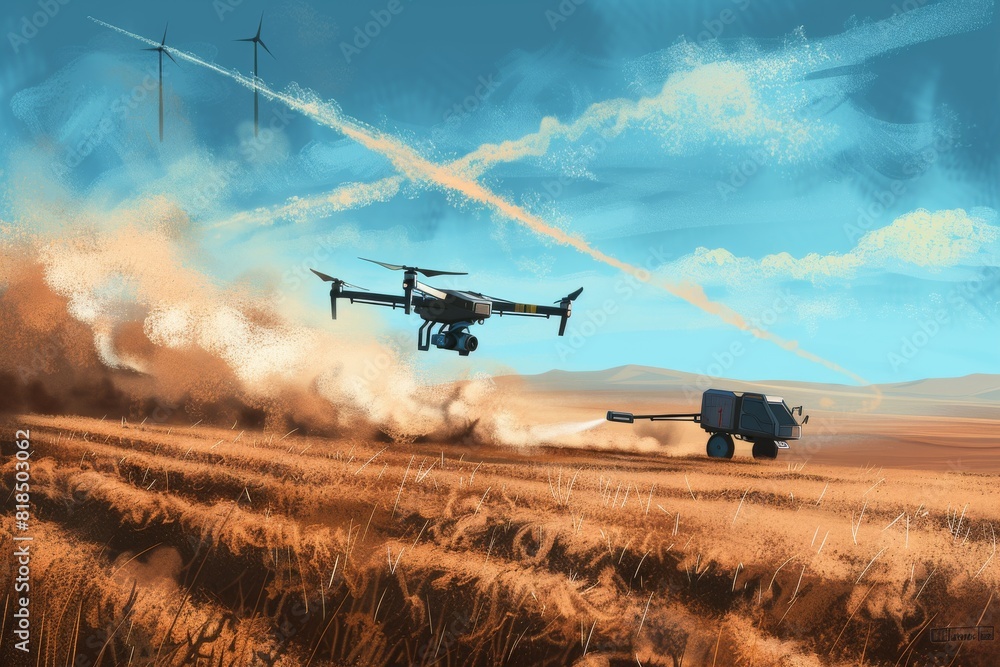 Aufkleber dense farming operations benefit from drone tech and smart farming tools, using bluetooth and 5g for