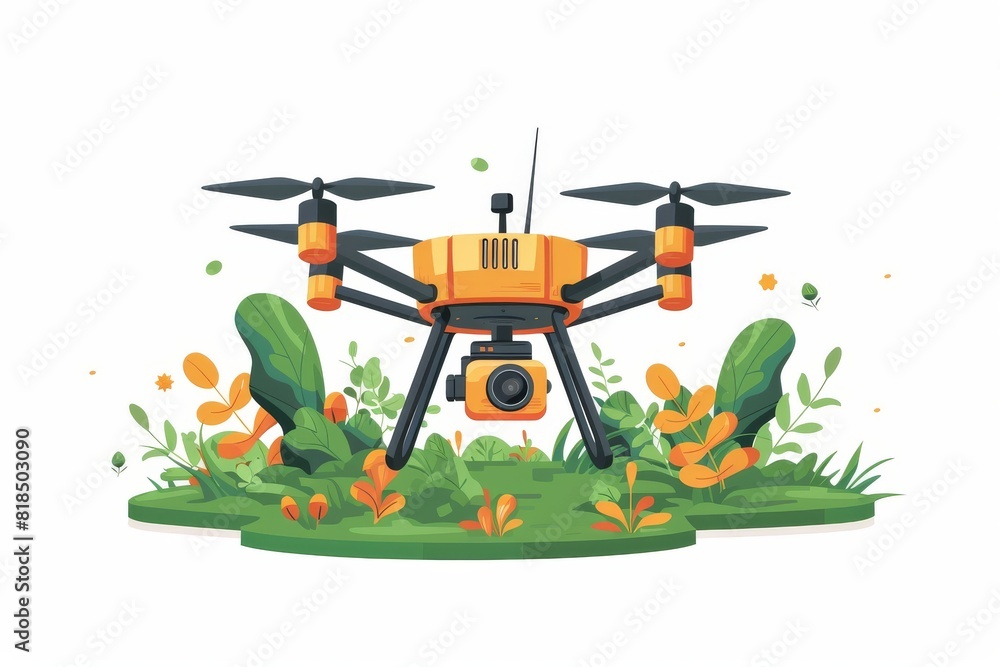 Poster utilizing smart farming tech, 5g drones facilitate precision agriculture and monitoring within struc