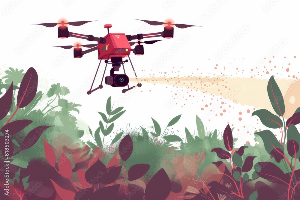 Poster drone tech supports structured precision agriculture through unmanned farming tools, enhancing remot