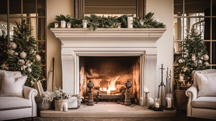 Christmas at the manor, English countryside decoration and festive interior decor