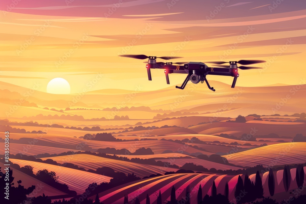 Poster agricultural drones use structured vehicle designs and smart farming tech to enhance precision agric