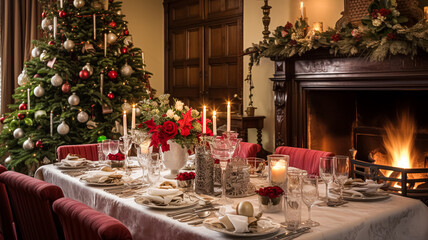 Christmas at the manor, English countryside decoration and festive interior decor