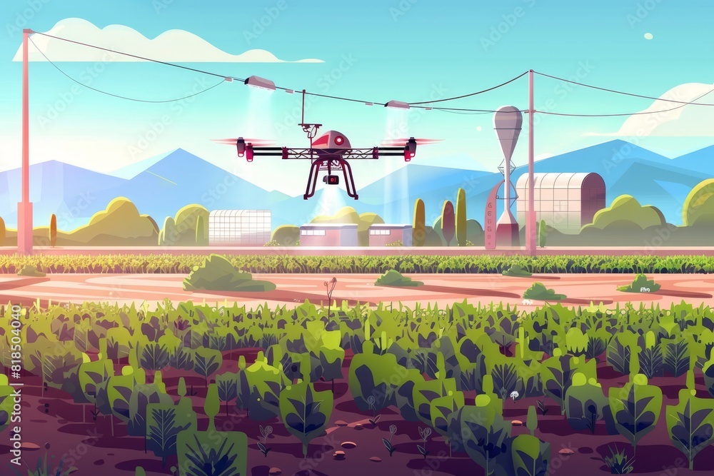 Poster precision agriculture leverages drone tech and structured vehicle designs for efficient crop assessm