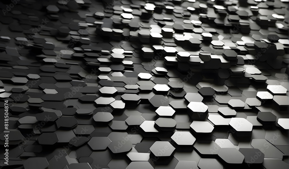 Aufkleber 3d rendering of black and white hexagonal background