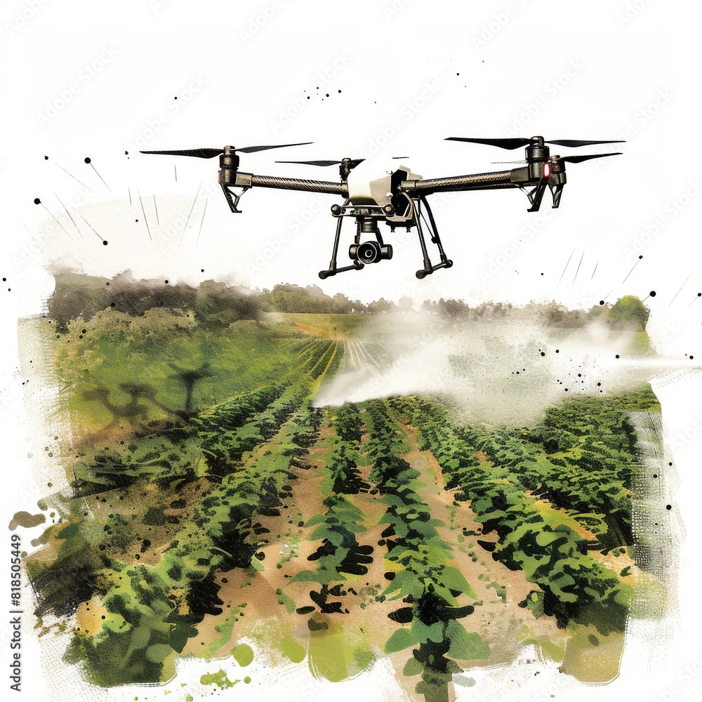 Poster drone technology and precision agriculture integrate monitoring systems with structured vehicles for
