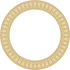 Vector gold round Yakut ornament. Endless circle, border, frame of the northern peoples of the Far East.