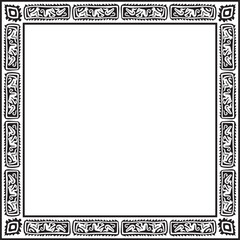 Vector black monochrome square national Indian patterns. National ethnic ornaments, borders, frames. colored decorations of the peoples of South America, Maya, Inca, Aztecs