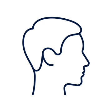 recommend clip art: Man head line icon side view isolated on white background.