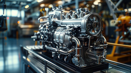 New car engine, Diesel engine, Engine. Generative AI.