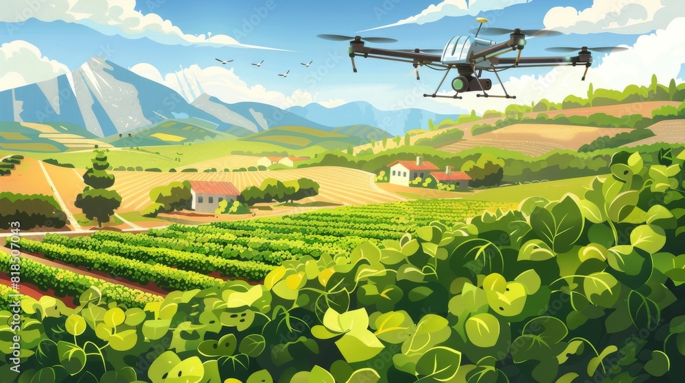 Poster sustainable agriculture technology, using bluetooth-enabled drones, supports smart agribusiness in e