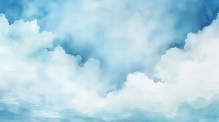 Blue clouds watercolor painting background