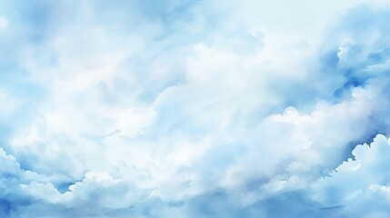 Naklejka premium Blue clouds watercolor painting background