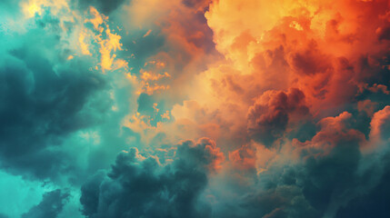 Sunset over the clouds, AI Generative