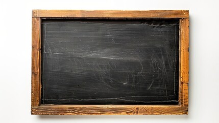 empty wooden blackboard frame isolated on white background education concept