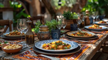 Fototapeta premium Clean and simple Arabic festival table setting