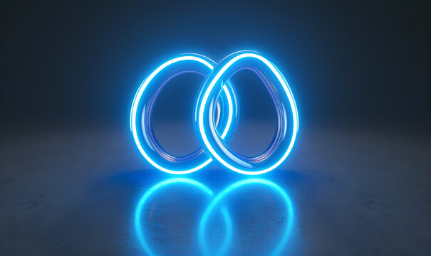 A blue infinity symbol with a blue glow.