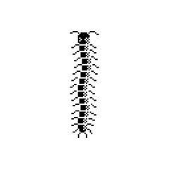 Insect caterpillar pixel art 80s style icon. Element design for stickers, logo, embroidery, mobile app. Video game assets 1-bit sprite. Isolated vector illustration.