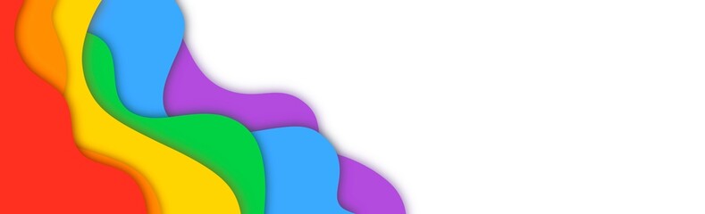 LGBTQ+ rainbow flag with copy space isolated on white background , illustration wallpaper
