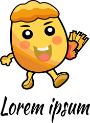 French Fries Mascot Logo Design, Fast Food Logo potato