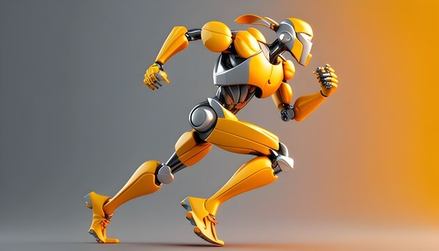 D Rendered Robot Competing in a Sporting Event A Modern Portrayal of Technology and Competition