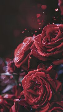 Romantic Valentine's Day Poster with Red Roses, Love Letter, and 'Smiles' Tag, AI-Generated in Lightstock Style, Deep Colors, Warm Lighting, Commercial Photography