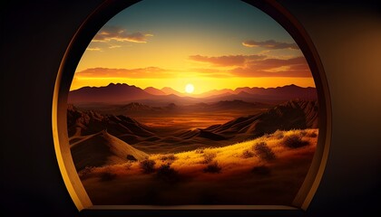 Cinematic Sunset Panorama A Serene Golden Glow Engulfing a Peaceful Countryside Landscape