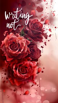 Romantic Valentine's Day Poster with Red Roses, Love Letter, and 'Smiles' Tag, AI-Generated in Lightstock Style, Deep Colors, Warm Lighting, Commercial Photography