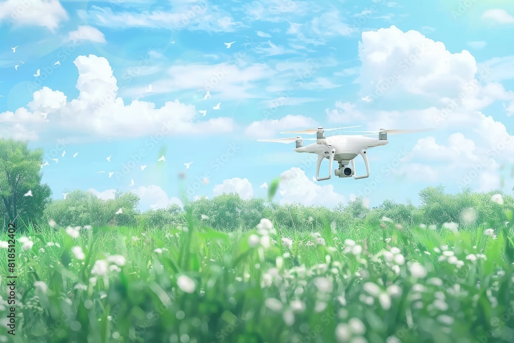 Poster precision agriculture utilizes uavs and smart drones for efficient crop monitoring and protection in