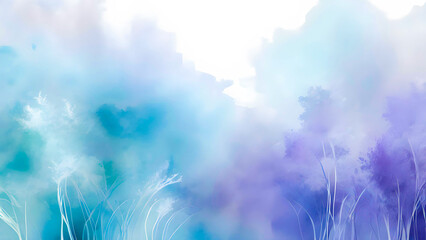 Dreamy Fantasy Forest - Ethereal Blue and Purple Trees with Smoke