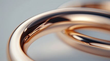 Close-up of intertwined shiny gold rings, symbolizing love, commitment, and elegance. Perfect for wedding, engagement, or jewelry themes.