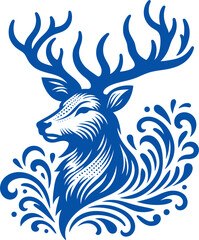 Deer vector, deer head vector, deer silhouette, deer antlers vector