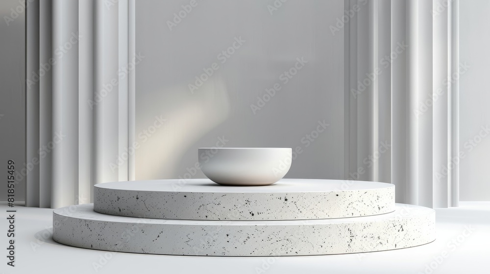 Leinwandbilder a white pedestal display with an empty podium on a cylinder background concept. generative ai.