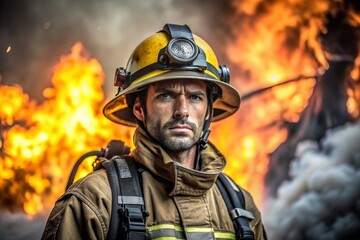 Naklejka premium firefighter in action