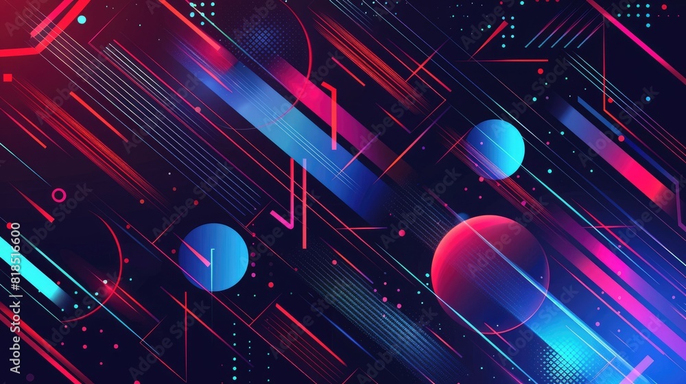 Poster an abstract image with bright neon colors and geometric shapes. aig51a.