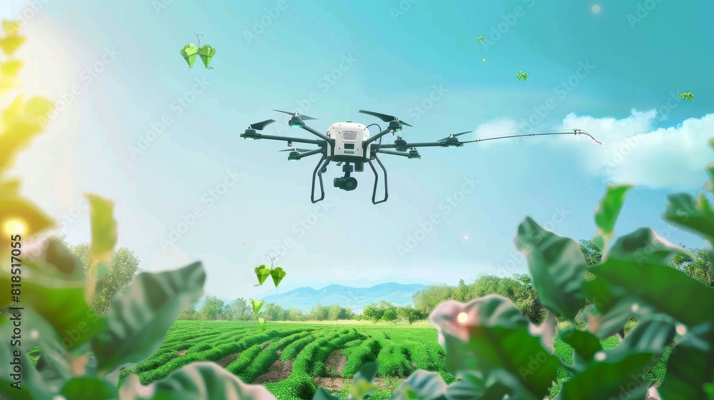 Aufkleber advanced, efficient drones optimize smart farm layouts in modern agriculture, enhancing productivity