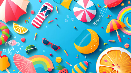 Fototapeta premium Colorful summer background.summer vacation concept.summer sale banner.vector illustration.