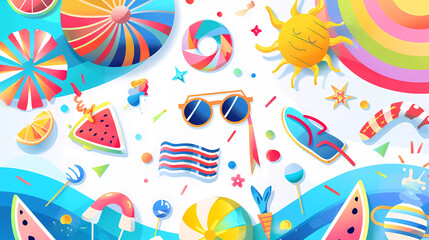 Colorful summer background.summer vacation concept.summer sale banner.vector illustration.