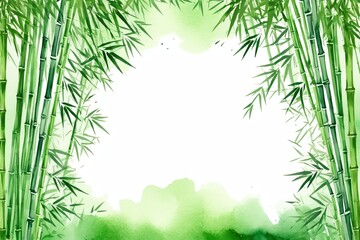 Naklejka premium Watercolor bamboo garden background for wedding, birthday, card, invitation