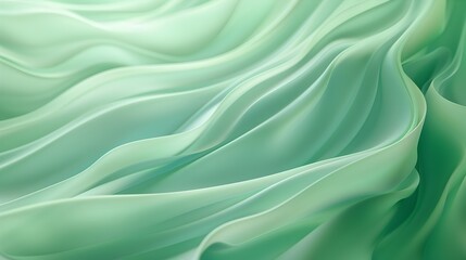 Obraz premium Flowing Green Fabric Texture Against Soft Color Background in Organic Design Style