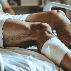 Health Insurance for Recovery: A Man's Leg Injury in Hospital