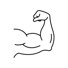 Fototapeta premium Strong muscular arms line icon. Biceps line icon.