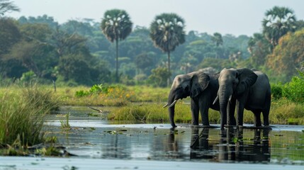 Fototapeta premium Wildlife tourism showcasing ethical interactions with nature and wildlife conservation efforts