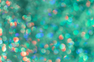 Green blue Bokeh Lights as bright colored Background, Abstract bokeh background, natural flare from...