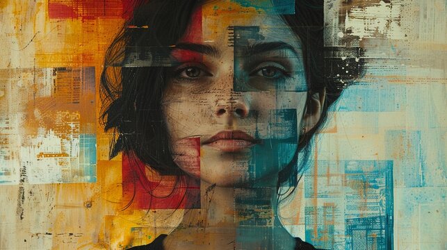 Introspective views, layered character study, candid portrait collage , Ideogram
