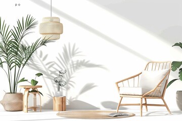 Obraz premium Minimalistic Boho Style Home Interior Design Front Cover Magazine Inspiration